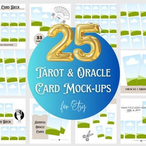 Modelo de listagem de cartão de tarô Etsy Mockup, modelo Oracle Etsy, baralho de cartas de tarô, modelo de modelo de cartões Oracle, imagens de maquete, produto digital