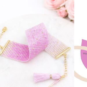 Loom Bracelet Pattern • Miyuki Delica Jewelry • PDF • Pink Gold Gradient • Rosaline