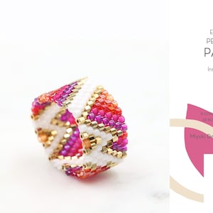 Modèle de bague peyote pair • Bijoux Miyuki Delica • PDF • Dégradé Or orange violet • Tempête