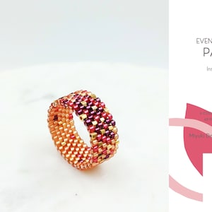 Even Peyote Ring Pattern • Miyuki Delica Jewelry • PDF • Narrow Gold Light Red Gradient • Orion