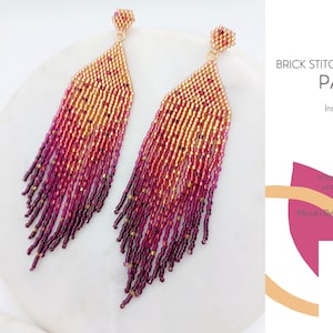 Signature Brick Stitch Earrings Pattern • Miyuki Delica Jewelry • PDF • Gold Red Purple Gradient • Orion