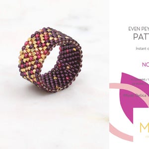 Even Peyote Ring Pattern • Miyuki Delica Jewelry • PDF • Wide Gold Dark Purple Wine Gradient • Nova