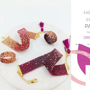 4 Signature Patterns • 2 Loom Bracelets • 2 Peyote Rings • Miyuki Delica Jewelry • PDF • Gradient Orange Purple Gold • Orion and Nova