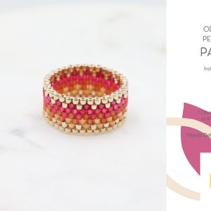 Odd Count Peyote Ring Pattern • Miyuki Delica Jewelry • PDF • Orange Red Purple Gold Gradient • Enya