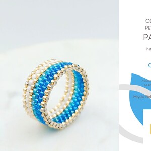 Odd Peyote Ring Pattern • Miyuki Delica Jewelry • PDF • Green Blue Gold Gradient • Orleana
