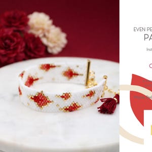 Patrón de pulsera Even Peyote • Joyería Miyuki Delica • PDF • Degradado de oro rojo, naranja y blanco • Corinne