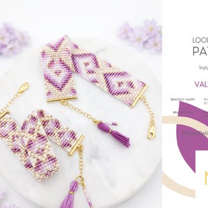 2 Loom Bracelet Patterns • Miyuki Delica Jewelry • PDF • Gold Lilac Geometric Gradient • Valery & Aila