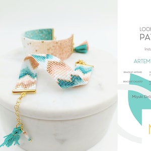 2 Anleitungen • 2 Loom Armbänder • Miyuki Delica Schmuck • PDF • Schmal Breit Teal Weiß Lachs Rosa Farbverlauf • Artemis & Callisto