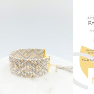 Loom Bracelet Pattern • Miyuki Delica Jewelry • PDF • Geometric White Grey Gold • Infinity