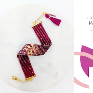 Signature Loom Bracelet Pattern • Miyuki Delica Jewelry • PDF • Gold Purple Ombre Gradient • Seed Bead Weaving • Digital Download • Nova
