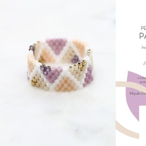 Patrón de anillo Even Peyote • Joyería Miyuki Delica • PDF • Geométrico • Violeta Beige Naranja Oro Blanco • Amatista