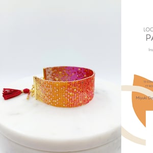 Signature Loom Bracelet Pattern • Miyuki Delica Jewelry • PDF • Gold Orange Red Purple Gradient • Nena