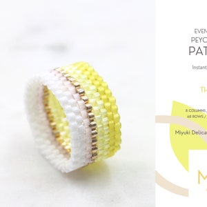 Even Peyote Ring Pattern • Miyuki Delica Jewelry • PDF • Wide Gradient Lime Gold Pink Blush • Thalia