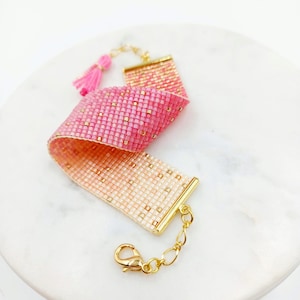 Patroon weefgetouw • Miyuki Delica-sieraden • pdf • Beige perzikroze oranje goudgradiënt • Snoep