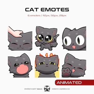 Graue Katze ANIMATED Emotes Pack 2 | Twitch, Discord, Youtube, Tiktok | Katze | Kätzchen | Chibi