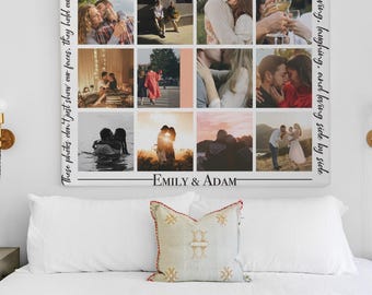 Custom Photo Collage Canvas, Personalized Wedding Gift, Engagement Gift for Couple, Anniversary Picture Print, Photos on Canvas, Canvas Gift