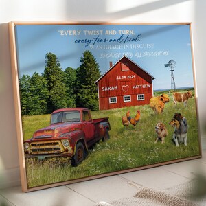 Custom Canvas Gift for Couples, Personalized Farmhouse Wall Decor with Couple Names, Anniversary Gift For Wife Husband, Custom Couple Gift