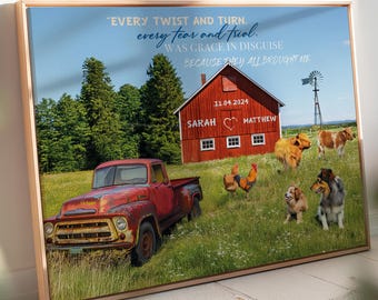 Custom Canvas Gift for Couples, Personalized Farmhouse Wall Decor with Couple Names, Anniversary Gift For Wife Husband, Custom Couple Gift