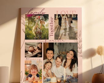 Custom Family Photo Canvas, Personalized Wall Art with Sentimental Quote, Home Decor Gift for Mom, Christmas or Birthday Gift for Family