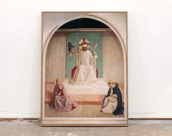 Italian Fra Angelico Christ Mocked Canvas Wall Art , Renaissance Religious Painting