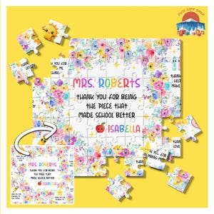 Personalized Wooden Jigsaw Puzzle Gift for Teacher, Custom Puzzle Piece Keepsake, Unique Appreciation Present for Classroom or Office Decor