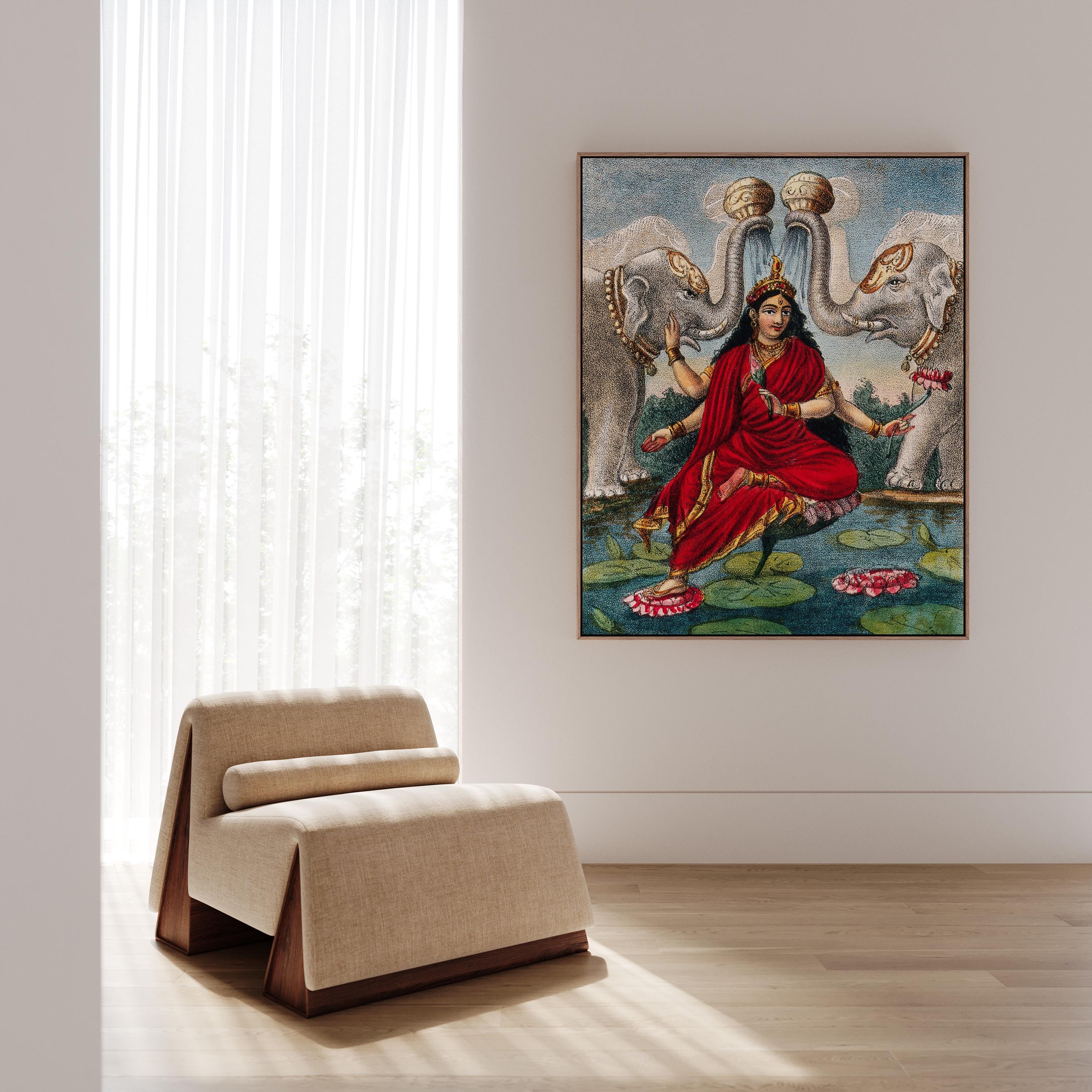 Mahalakshmi Ravi Goddess Lakshmi Print, Raja Ravi Varma Art, Indian Mythology Poster ...
