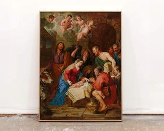 Famous The Adoration The Shepherds Of Jesus Christ Canvas Wall Art, Christian Art