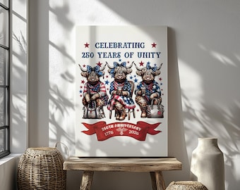 Founding Legacy Canvas Print, 250th Anniversary of the USA, Patriotic Historical Wall Art for Home or Office
