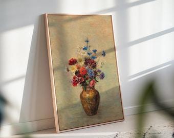Odilon Redon Wildflowers In A Vase Art Print, Vintage Floral Painting, Colorful Summer Bouquet Wall Art, Famous Art Lover Decor