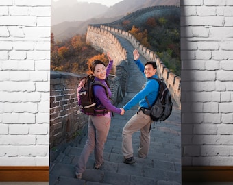 Custom Travel Photo Canvas Print, Personalized Vacation Memory Wall Art, Couple Photo Gift, Custom Trip Picture Canvas, Wall Decor Gift