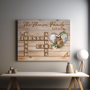 Custom Family Name Scrabble Wall Art, Personalized Crossword Name Print, Family Letter Puzzle, Last Name Sign, Gift for Home, Canvas Gift