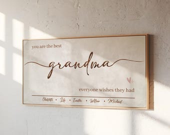 Personalized Mother's Day Sign with Grandkids Names for Grandma, Custom Canvas Sign for Grandma, Home Decor Gift With Name Grandma Gift Idea