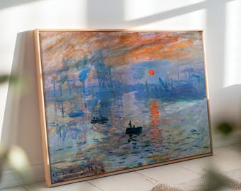 Claude Monet Impression Sunrise Canvas Art, Famous Impressionism Wall Decor, Vintage French Sunrise Print, Coastal Poster