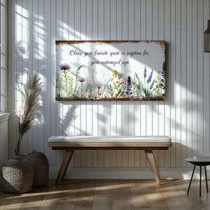 Custom Quote Canvas, Personalized Scripture Print, Inspirational Wall Art, Gift for Her, Floral Rustic Decor Wildflower, Bible Verse Sign