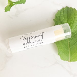 Peppermint Lip Balm Moisturizer made with Beeswax. Herbal Chapstick for Dry Lips.