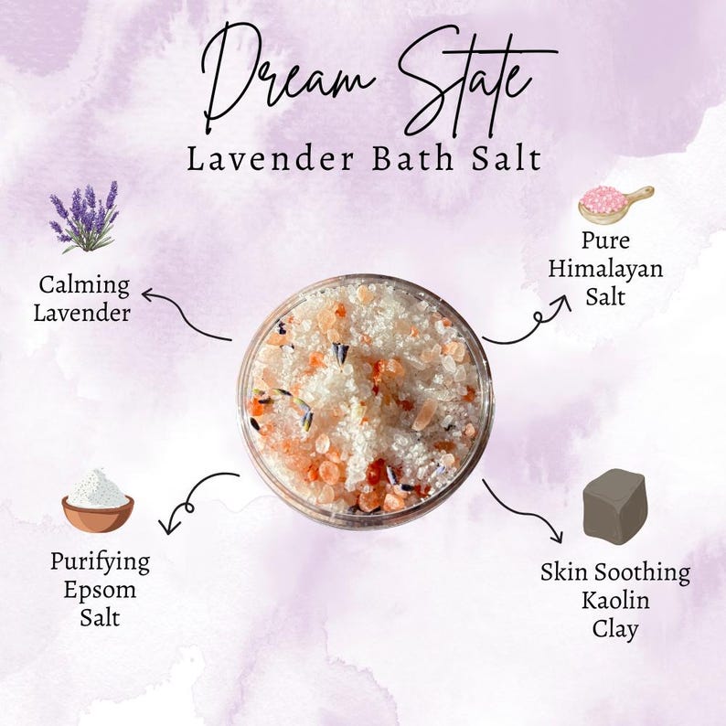 Bath Salts Lavender Relaxation Gift | Epsom Salt Soak for Stress Relief | Spa Gift for Her Under 30 | Natural Bath Soak Himalayan Salt Bild 5