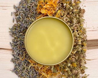 Bálsamo de caléndula / Ungüento natural para la piel / Piel seca, cortes, quemaduras, picaduras / Bálsamo de cera de abejas / Cuidado de la piel botánico de producción artesanal