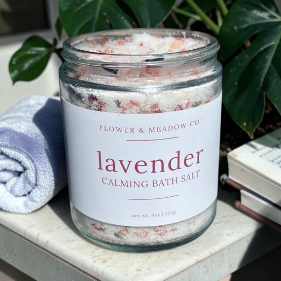 Bath Salts Lavender Relaxation Gift | Epsom Salt Soak for Stress Relief | Spa Gift for Her Under 30 | Natural Bath Soak Himalayan Salt