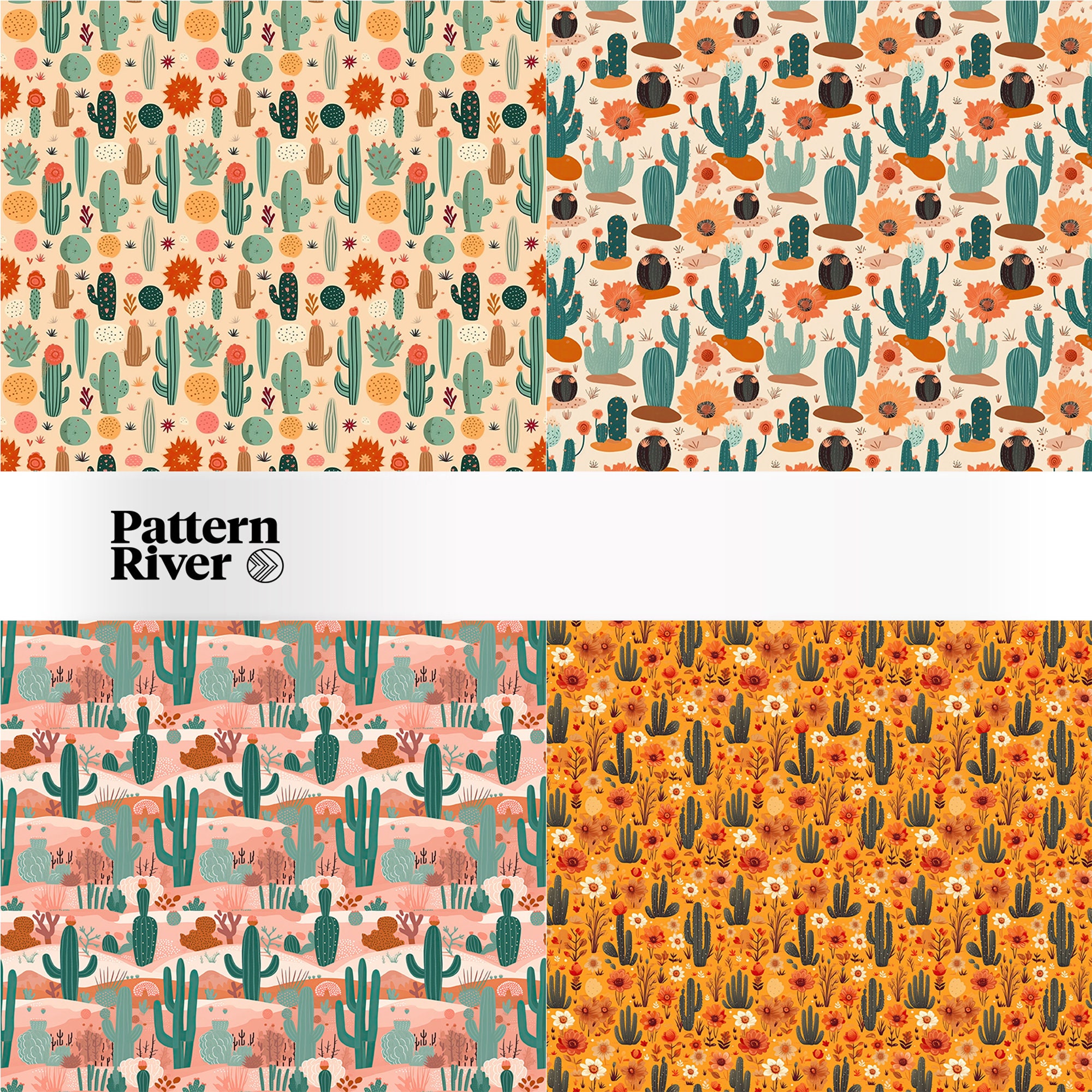 20 Cactus Seamless Digital Patterns Collection - Etsy