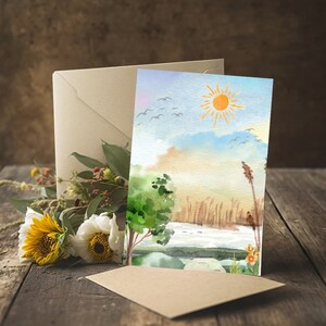 Ensemble de cartes de voeux aquarelle Ensemble de cartes vierges aquarelle paysage Ensemble de cartes de remerciement Ensemble de cartes d'anniversaire Impression numérique