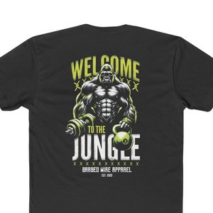 Barbed Wire Apparel Welcome to the Jungle T-Shirt, Lifting, Gym Tee, Crossfit, Dumbbell, Muscles, Gift for Him, Gift for Her