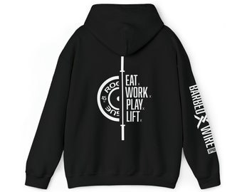 Eat Work Play Lift Comfort Sweatshirt Hoodie, Workout Hoodie, Gym Hoodie, Gift Him Her, Muscle, Crossfit, Vintage Hoodie, Unisex, Weightlift