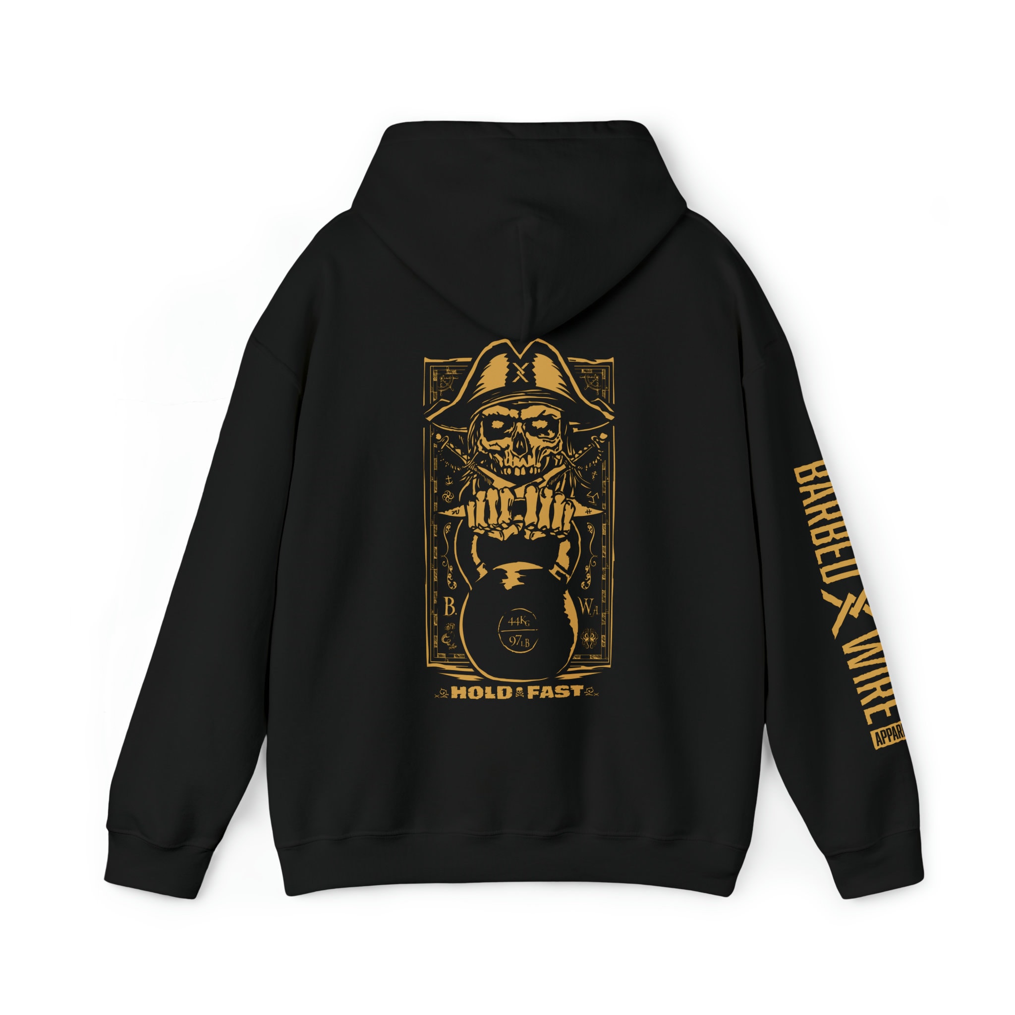 Barbed Wire Apparel Hold Fast Men's Gym Hoodie, CrossFit Hoodie, Workout Pullover, Pirate, WOD, Weightlifting Sweatshirt