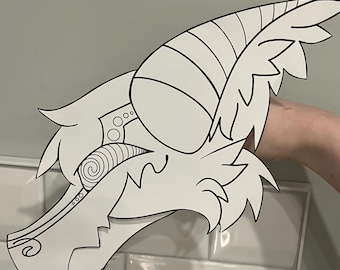 Digital printable paper dragon puppet DIY - Print at home dragon puppet - Wild Eyes Dragon