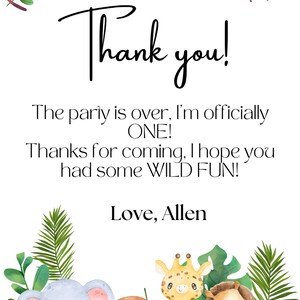 Kids' Personalised Jungle Birthday Thank You Card - View #5