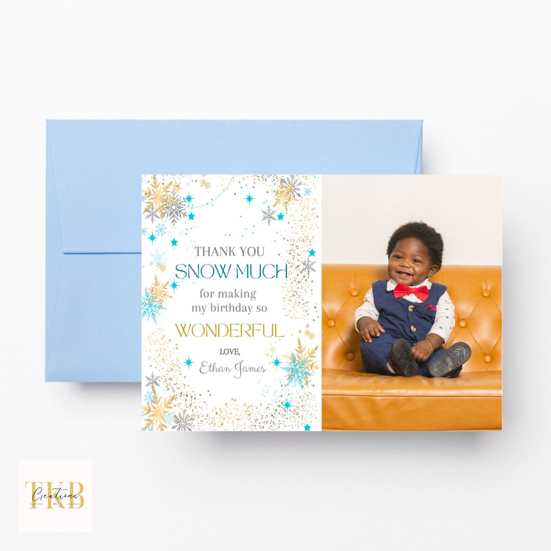INSTANT DOWNLOAD | Editable Winter Onederland Thank You Card | Blue ...