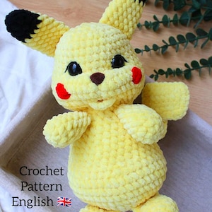 Patron au crochet Pikachu FRA/Motif Pikachu Anglais/Pikachu/Patron Amigurumi /Petit Amigurumi Pikachu/Jouets Amigurumi