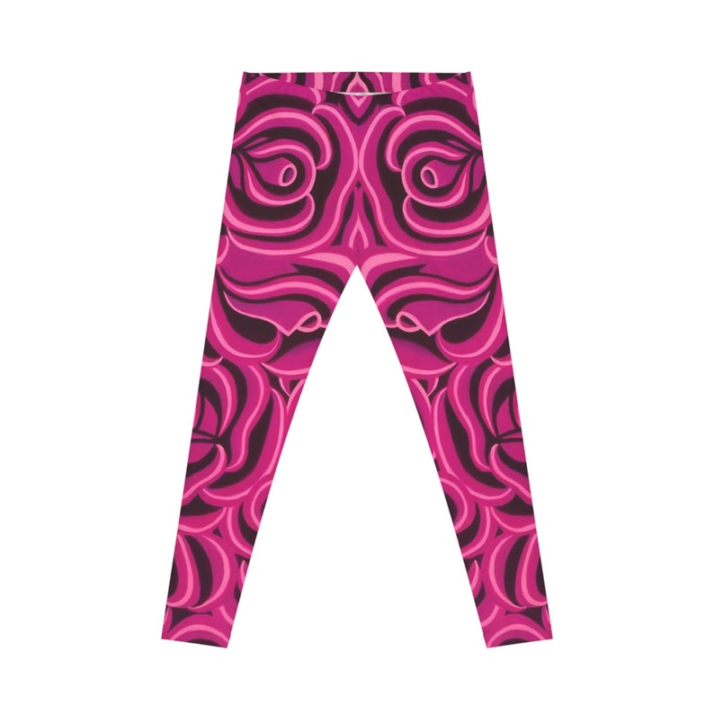 Black Pink Rose Flower Print Men's Leggings