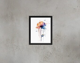 Aquarell Blume als gerahmtes Poster - matt