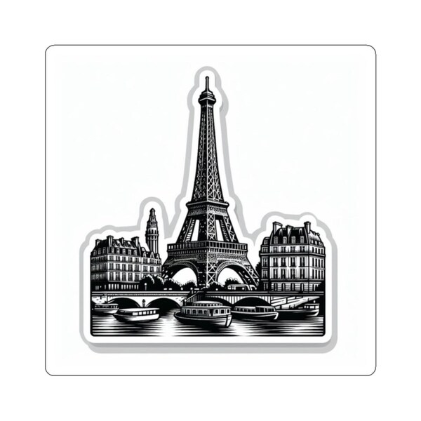 Parisian Romance - Eiffel Tower & Seine River Skyline Sticker